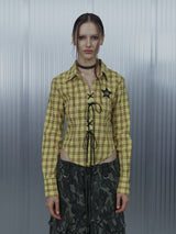 CHECK RACE-UP SHIRT / YELLOW