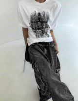 nebrae グランジ半袖Tシャツ