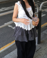 Dot cancan shirring skirt