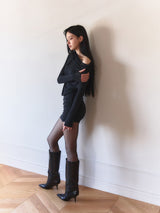 Shirring symbol dress (Black)