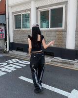 (Unisex) トラックデニムパンツ