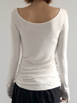 [prts made] ソフトタッチボートネックロングスリーブTシャツ (cream ivory, black 2colors)