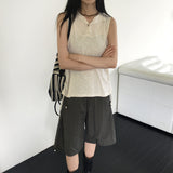 ヒッピーボタンサイドシャーリングフード付きノースリーブ