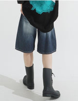 Grayish Washing Skater Half Pants