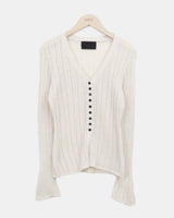 Brel Button Detail Ribbed Slim Cardigan