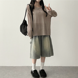 エリンカーペンターポケットバンド付き デニムバミューダパンツ