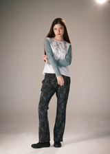 Handwriting Flower Long Sleeve Top / Green