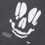 スマッジングスカルグラフィックTシャツ_チャコール