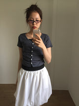 Striped V-neck Short Sleeve (2color)