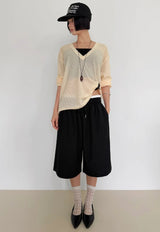 LINEN DEEP V-NECK KNIT
