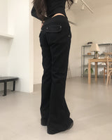 Banding Low-Rise Loose Bootcut Pants