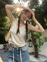 Mini heart V-neck sleeveless tee