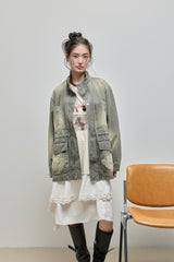 Unbalanced Lace Midi Skirt_Ivory