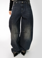 devil black over denim pants
