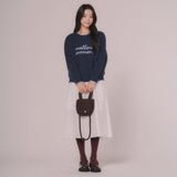 MELLOW EMBROIDER LINE KNIT TOP (Navy)