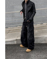 Kale Panel High-Neck Leather Jacket