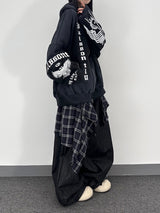 ノンフェイドチェックレイヤードデニムパンツ