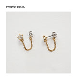 Tiny star and chain drop earring