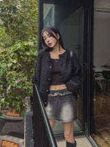 Prague wool hair cardigan