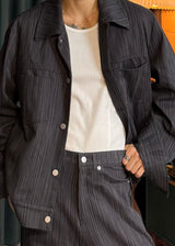 Stripe Trucker Denim Jacket 2COLOR