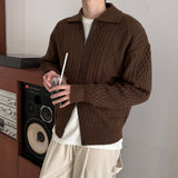 Premium] LMN Fisher Cable Collar Zip-Up Knitwear (3 colors)