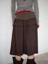 FLARE RIB SKIRT (BROWN)