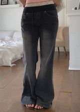 Reher Pocket Banding Washed Denim Bootcut Pants