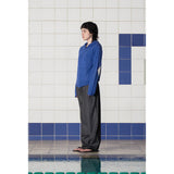 ARGYLE ELBOW KNIT ZIP-UP HOODIE / BLUE
