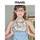 muva.クラウド ワーク ハンド ミニ トートバッグ コンバーチブル クロスボディ ジェニュインレザー カジュアル サマーバッグ