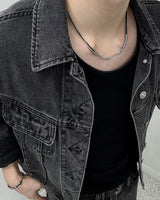 Leather chain layered clip necklace
