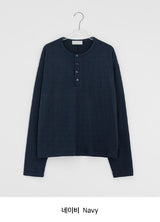 [unisex] Yansa Henley Neck Long Sleeve Tee