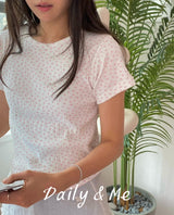 Flower Ribbed Tee(3color)