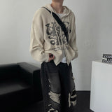 LAS Lettering Printed Hooded Zip-Up Knitwear (4 colors)