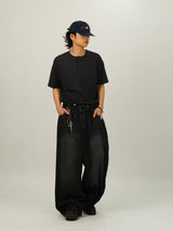 ROS Washing Denim Banding Pants