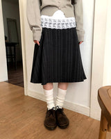 ミルンストライプアシンメトリーミディスカート