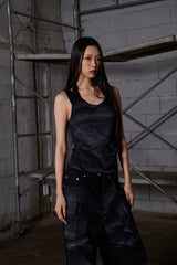 Dirty Washed Layered Halter Neck - Black