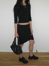 Flower pointelle button T [Black]