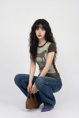 ドット ホース グラフィック スリムTシャツ