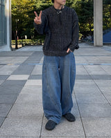 Low curve cargo denim jeans (Blue)