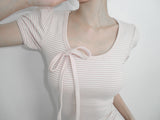 [MADE] Beniel Stripe Ribbon Mini Dress