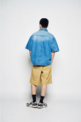 25SS OVERSIZE WASHING DENIM SHORT SLEEVE SHIRTS BLUE