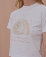 チャーミングシェルクロップTシャツ-WHITE