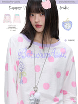 BETWEENAND "Berry Holiday" サマーカラーブロックサンプロテクトルーズ長袖Tシャツ