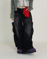 Square pocket balloon fit corduroy pants
