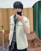 Furd-dyed zipper short-sleeve shirt