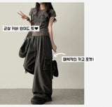 Send-banding two-pocket cargo wide pants