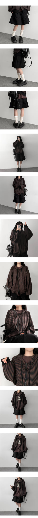 A-Sean Pintuck Slit Flared Skirt