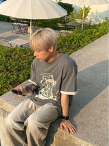 ピッグウォッシングスレッドダイイング半袖Tシャツ 3C