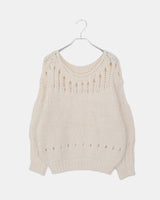 Renu Punching Round Neck Loose Fit Long Sleeve Long Knit