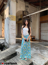 Flower Punching Shirring Sleeveless Tube Top